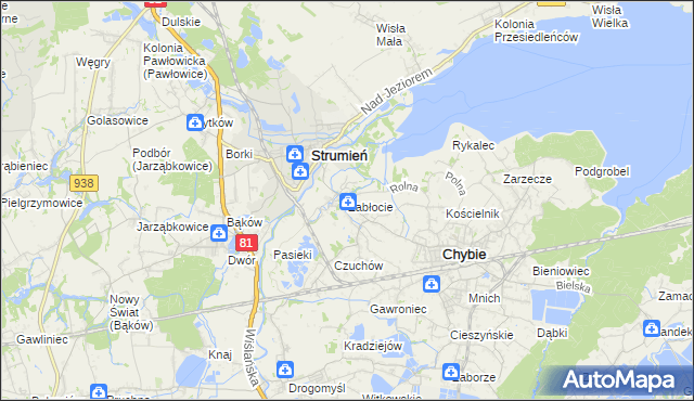 mapa Zabłocie gmina Strumień, Zabłocie gmina Strumień na mapie Targeo