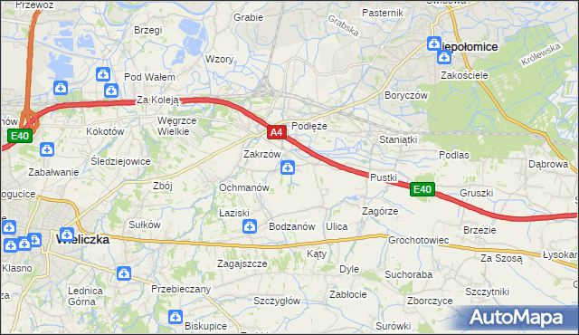 mapa Zakrzowiec, Zakrzowiec na mapie Targeo