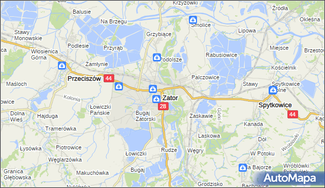 mapa Zator powiat oświęcimski, Zator powiat oświęcimski na mapie Targeo
