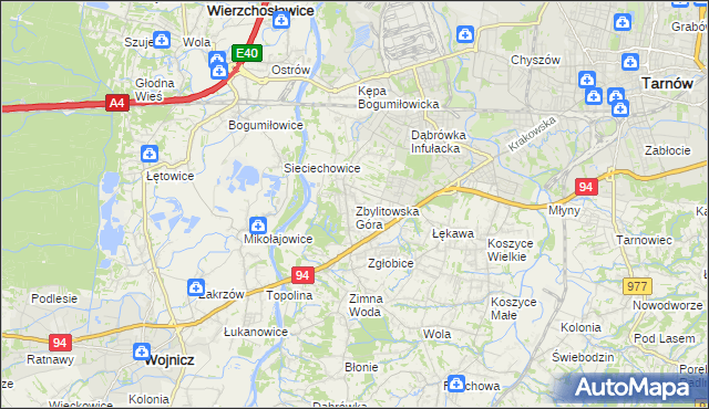 mapa Zbylitowska Góra, Zbylitowska Góra na mapie Targeo