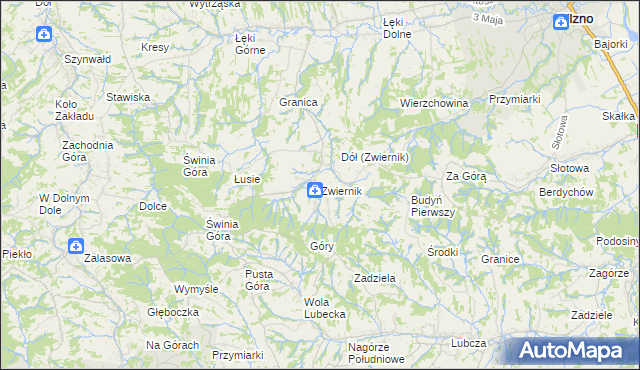 mapa Zwiernik gmina Pilzno, Zwiernik gmina Pilzno na mapie Targeo