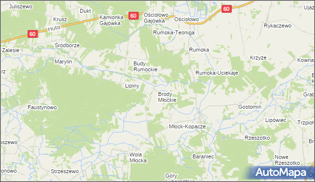 mapa Brody Młockie, Brody Młockie na mapie Targeo