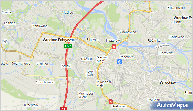 mapa Gądów Mały, Gądów Mały na mapie Targeo