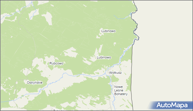 mapa Lubinowo gmina Lipsk, Lubinowo gmina Lipsk na mapie Targeo