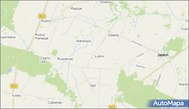 mapa Łubno gmina Jabłoń, Łubno gmina Jabłoń na mapie Targeo