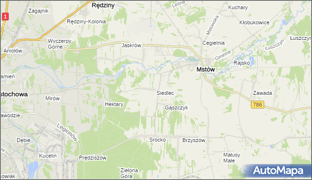 mapa Siedlec gmina Mstów, Siedlec gmina Mstów na mapie Targeo