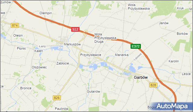 mapa Zagrody gmina Garbów, Zagrody gmina Garbów na mapie Targeo