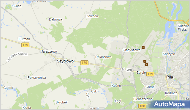 mapa Dolaszewo, Dolaszewo na mapie Targeo