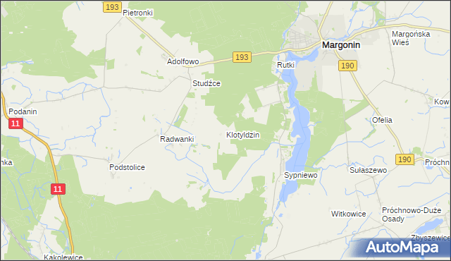 mapa Klotyldzin, Klotyldzin na mapie Targeo