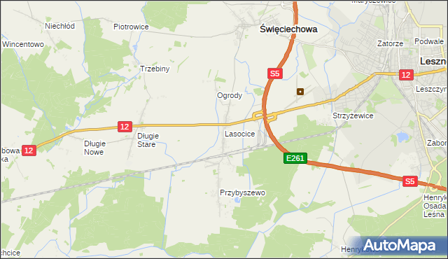 mapa Lasocice gmina Święciechowa, Lasocice gmina Święciechowa na mapie Targeo