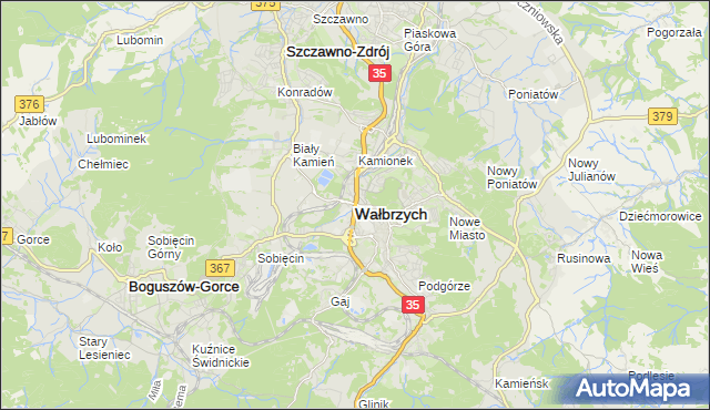 mapa Wałbrzycha, Wałbrzych na mapie Targeo