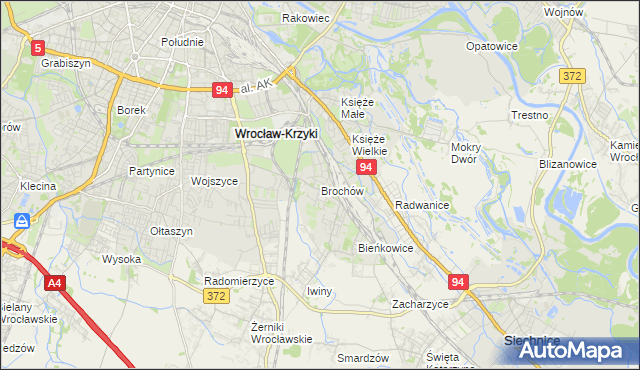 mapa Brochów gmina Wrocław, Brochów gmina Wrocław na mapie Targeo
