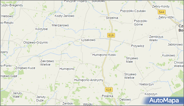 mapa Humięcino-Koski, Humięcino-Koski na mapie Targeo