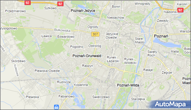 mapa Łazarz gmina Poznań, Łazarz gmina Poznań na mapie Targeo