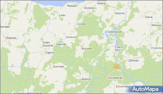 mapa Bukowa gmina Smołdzino, Bukowa gmina Smołdzino na mapie Targeo