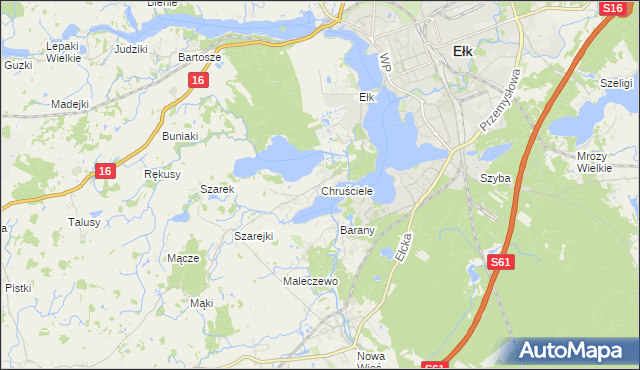 mapa Chruściele gmina Ełk, Chruściele gmina Ełk na mapie Targeo