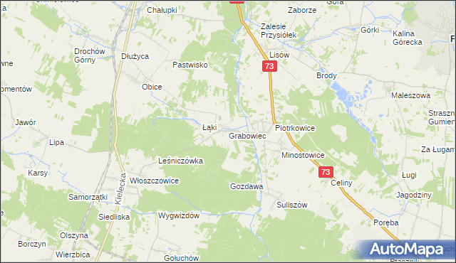 mapa Grabowiec gmina Chmielnik, Grabowiec gmina Chmielnik na mapie Targeo