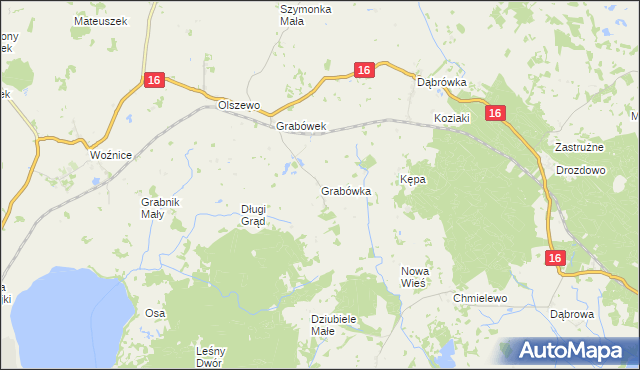 mapa Grabówka gmina Mikołajki, Grabówka gmina Mikołajki na mapie Targeo
