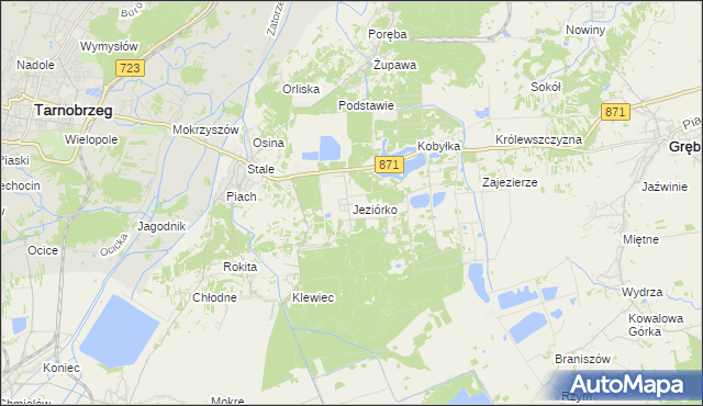 mapa Jeziórko gmina Grębów, Jeziórko gmina Grębów na mapie Targeo