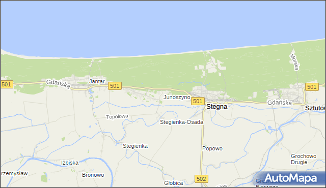 mapa Junoszyno, Junoszyno na mapie Targeo