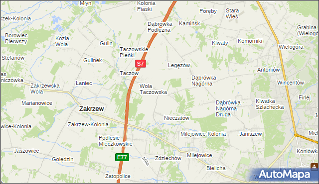 mapa Kozinki, Kozinki na mapie Targeo