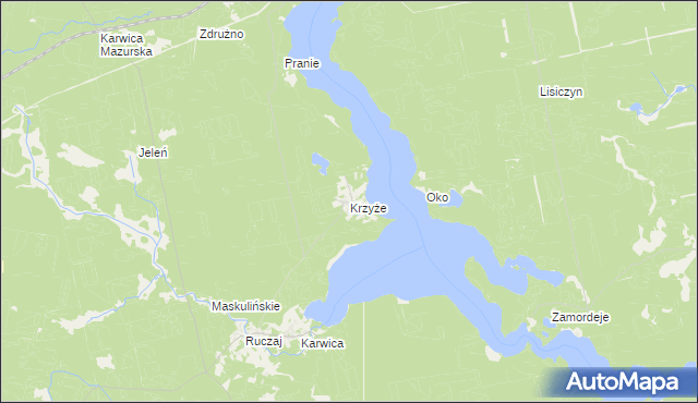 mapa Krzyże gmina Ruciane-Nida, Krzyże gmina Ruciane-Nida na mapie Targeo