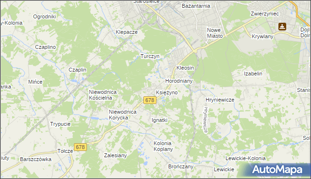 mapa Księżyno, Księżyno na mapie Targeo