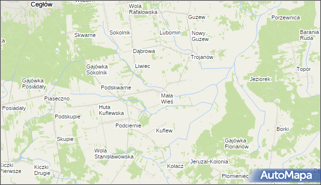 mapa Mała Wieś gmina Mrozy, Mała Wieś gmina Mrozy na mapie Targeo