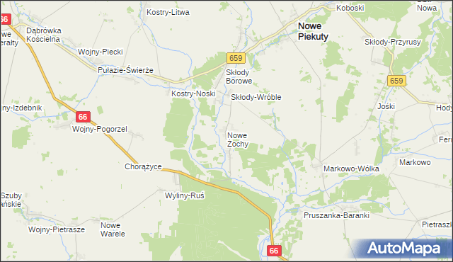 mapa Nowe Żochy, Nowe Żochy na mapie Targeo