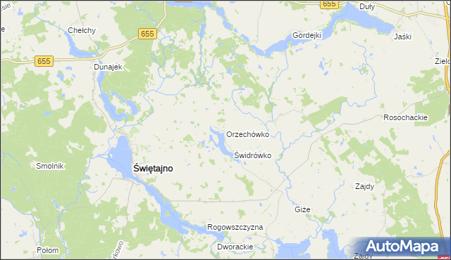 mapa Orzechówko gmina Świętajno, Orzechówko gmina Świętajno na mapie Targeo