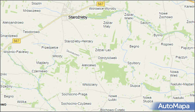 mapa Ostrzykówek, Ostrzykówek na mapie Targeo