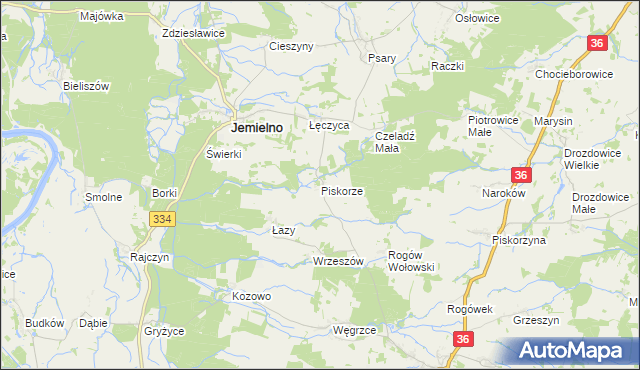 mapa Piskorze, Piskorze na mapie Targeo