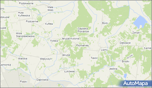 mapa Płomieniec, Płomieniec na mapie Targeo