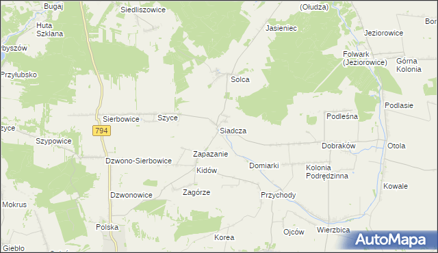 mapa Siadcza gmina Pilica, Siadcza gmina Pilica na mapie Targeo