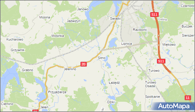 mapa Sitno gmina Szczecinek, Sitno gmina Szczecinek na mapie Targeo
