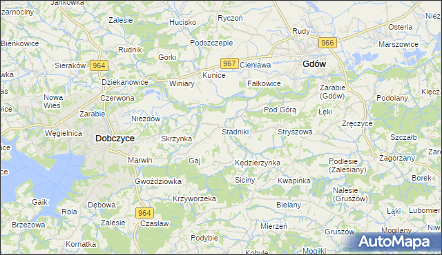 mapa Stadniki gmina Dobczyce, Stadniki gmina Dobczyce na mapie Targeo