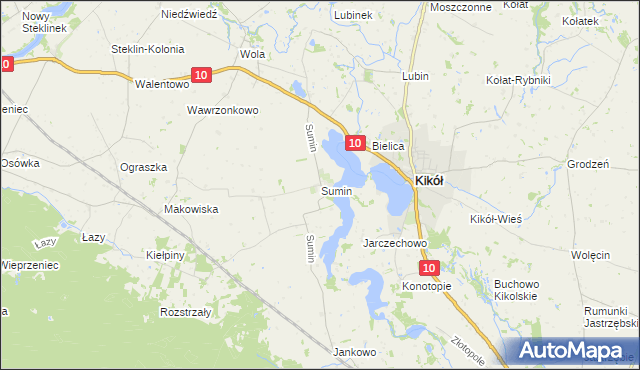 mapa Sumin gmina Kikół, Sumin gmina Kikół na mapie Targeo