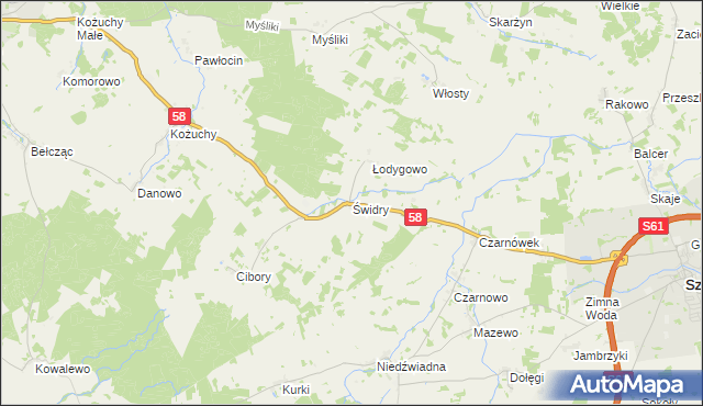 mapa Świdry gmina Biała Piska, Świdry gmina Biała Piska na mapie Targeo