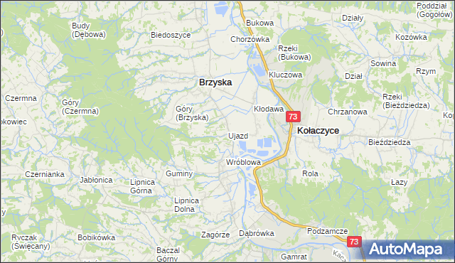 mapa Ujazd gmina Brzyska, Ujazd gmina Brzyska na mapie Targeo