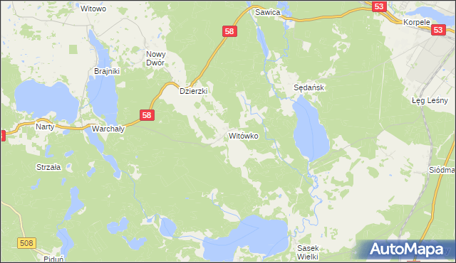 mapa Witówko, Witówko na mapie Targeo