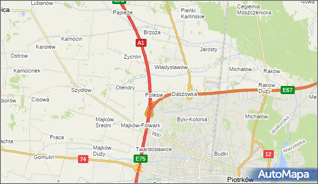 mapa Bąkowiec gmina Grabica, Bąkowiec gmina Grabica na mapie Targeo