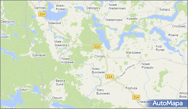 mapa Chrósty gmina Stara Kiszewa, Chrósty gmina Stara Kiszewa na mapie Targeo