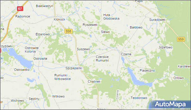 mapa Czerskie Rumunki, Czerskie Rumunki na mapie Targeo