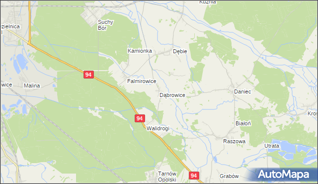 mapa Dąbrowice gmina Chrząstowice, Dąbrowice gmina Chrząstowice na mapie Targeo