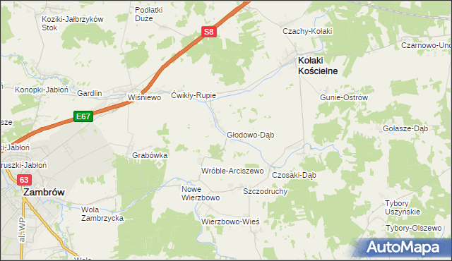 mapa Głodowo-Dąb, Głodowo-Dąb na mapie Targeo