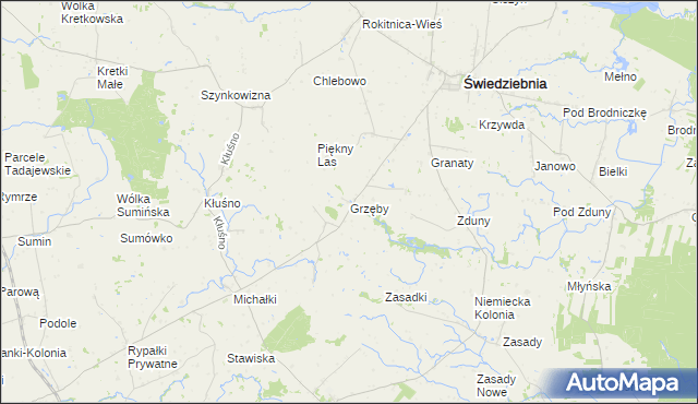 mapa Grzęby, Grzęby na mapie Targeo