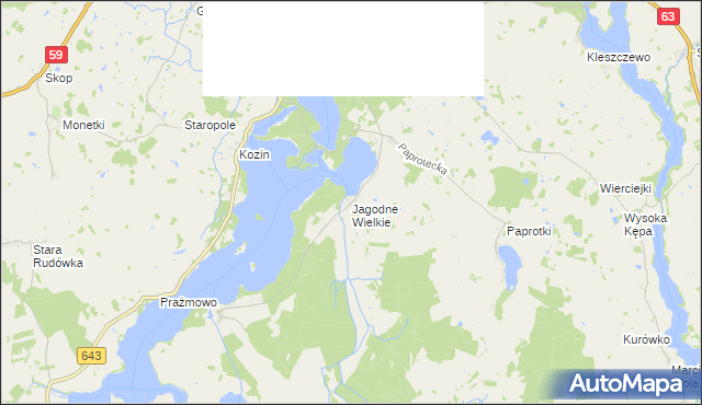 mapa Jagodne Wielkie, Jagodne Wielkie na mapie Targeo