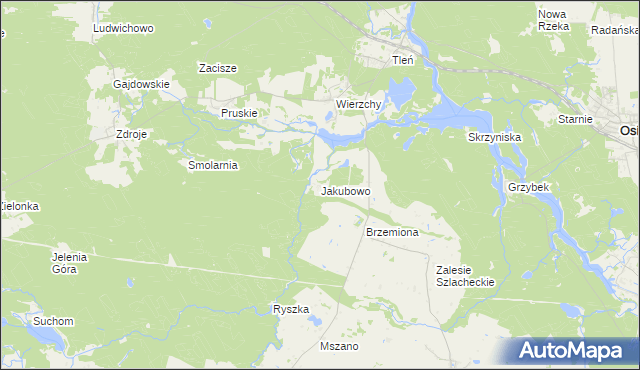 mapa Jakubowo gmina Lniano, Jakubowo gmina Lniano na mapie Targeo