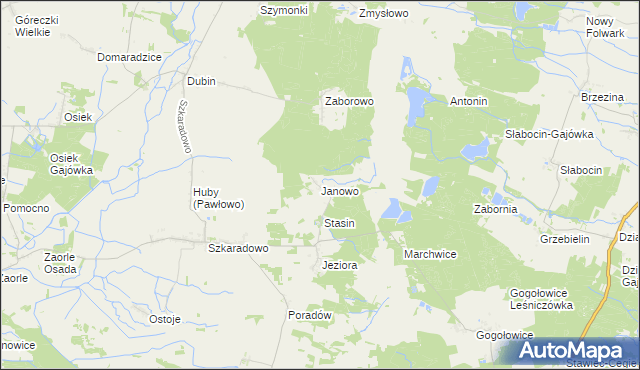 mapa Janowo gmina Jutrosin, Janowo gmina Jutrosin na mapie Targeo