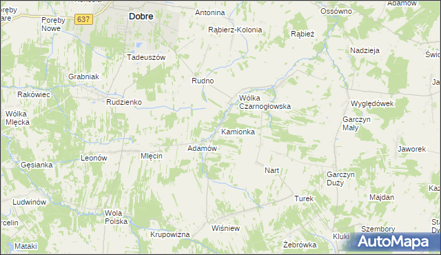 mapa Kamionka gmina Jakubów, Kamionka gmina Jakubów na mapie Targeo